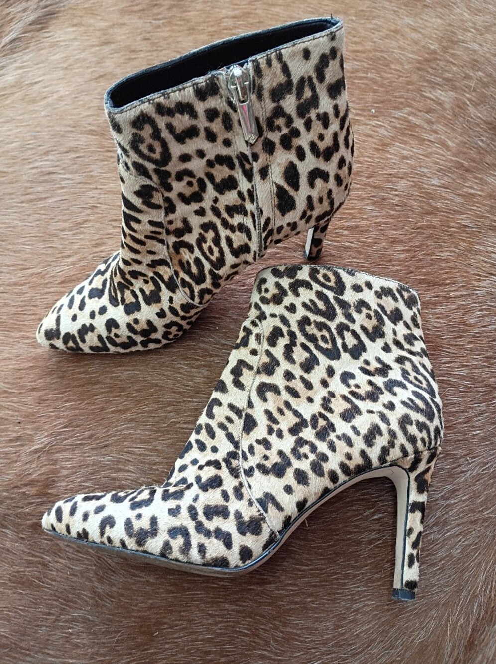 Leopard Print Pointed Toe Ankle Boots - Women's